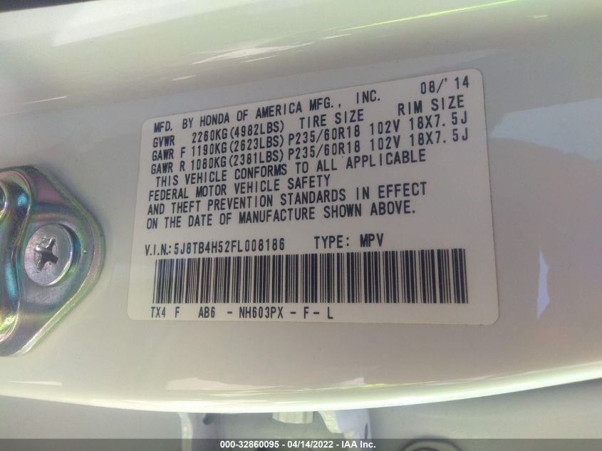 2015 ACURA RDX TECH PKG 5J8TB4H52FL008186