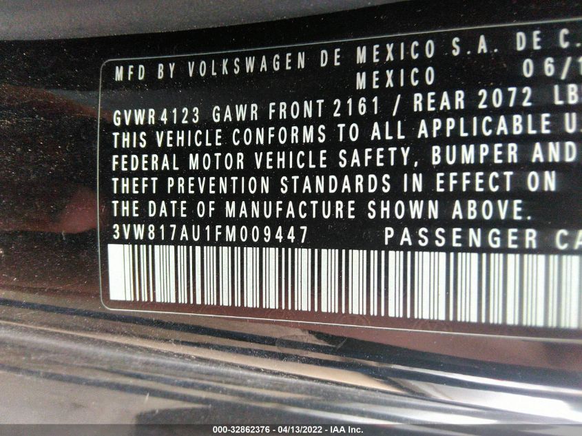 2015 VOLKSWAGEN GOLF LAUNCH EDITION 3VW817AU1FM009447