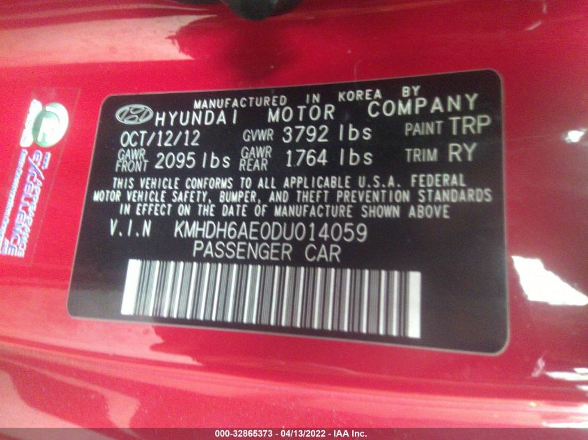 2013 HYUNDAI ELANTRA COUPE GS KMHDH6AE0DU014059