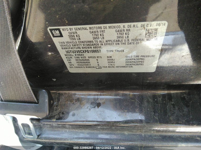 2015 GMC SIERRA 1500 SLT 3GTU2VECXFG108657