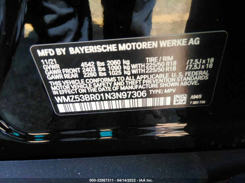 2022 MINI COUNTRYMAN COOPER S WMZ53BR01N3N97306