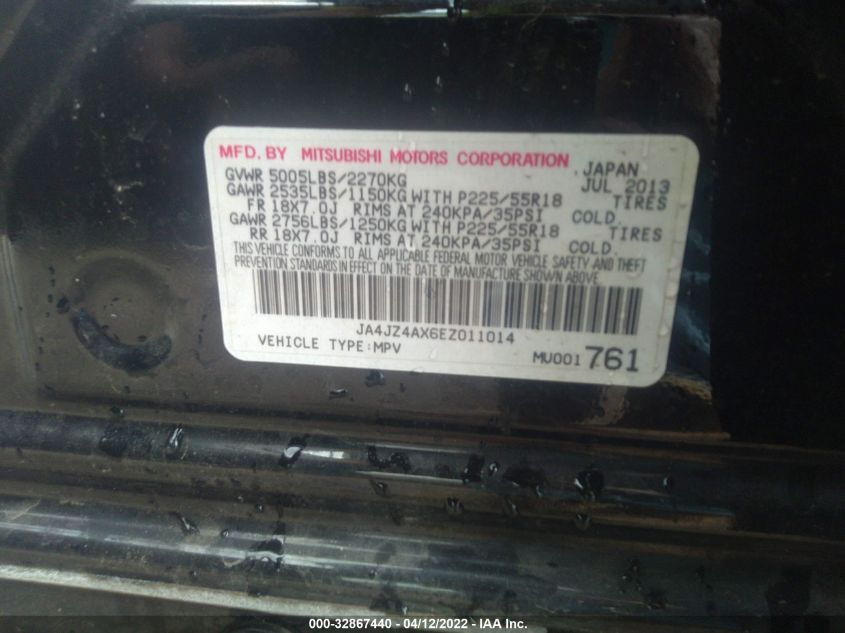 2014 MITSUBISHI OUTLANDER GT JA4JZ4AX6EZ011014