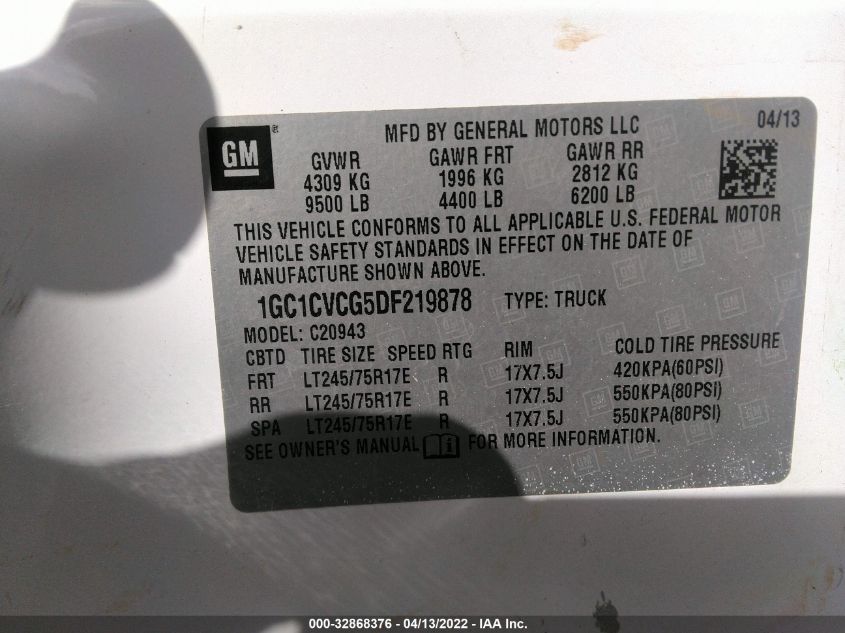 2013 CHEVROLET SILVERADO 2500HD WORK TRUCK 1GC1CVCG5DF219878