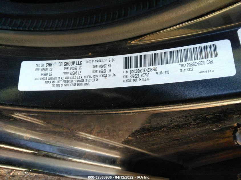 2014 DODGE AVENGER SE 1C3CDZAG1EN235281