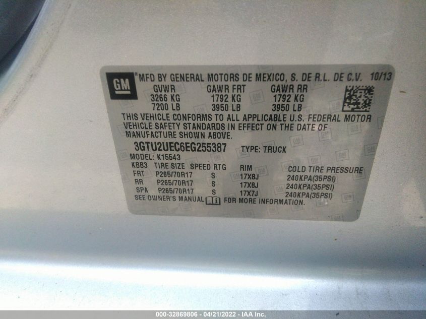 2014 GMC SIERRA 1500 SLE 3GTU2UEC6EG255387