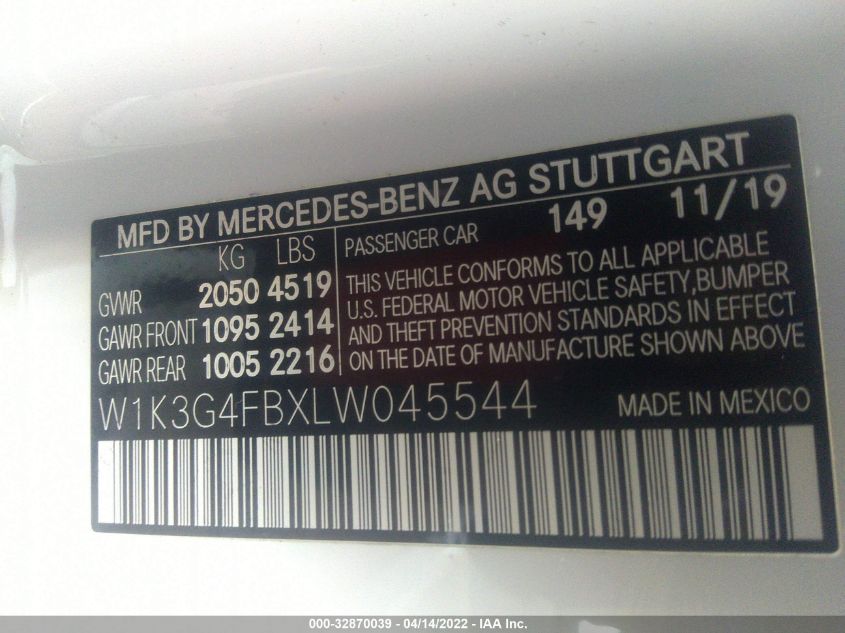 2020 MERCEDES-BENZ A-CLASS A 220 W1K3G4FBXLW045544