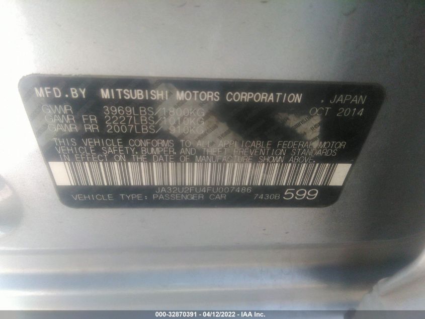 2015 MITSUBISHI LANCER ES JA32U2FU4FU007486