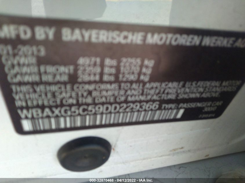 2013 BMW 5 SERIES 528I WBAXG5C59DD229366