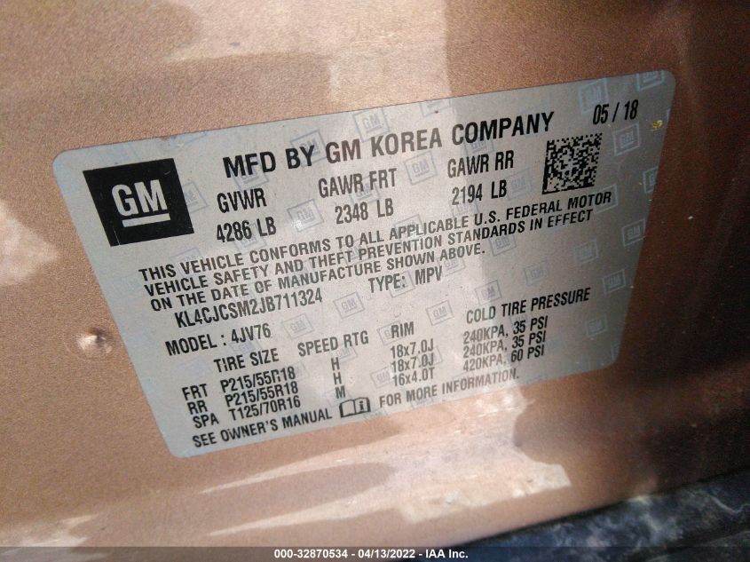 2018 BUICK ENCORE ESSENCE KL4CJCSM2JB711324