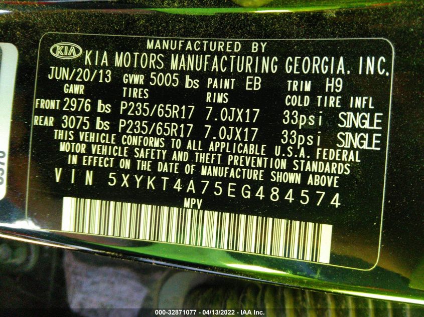 2014 KIA SORENTO LX 5XYKT4A75EG484574