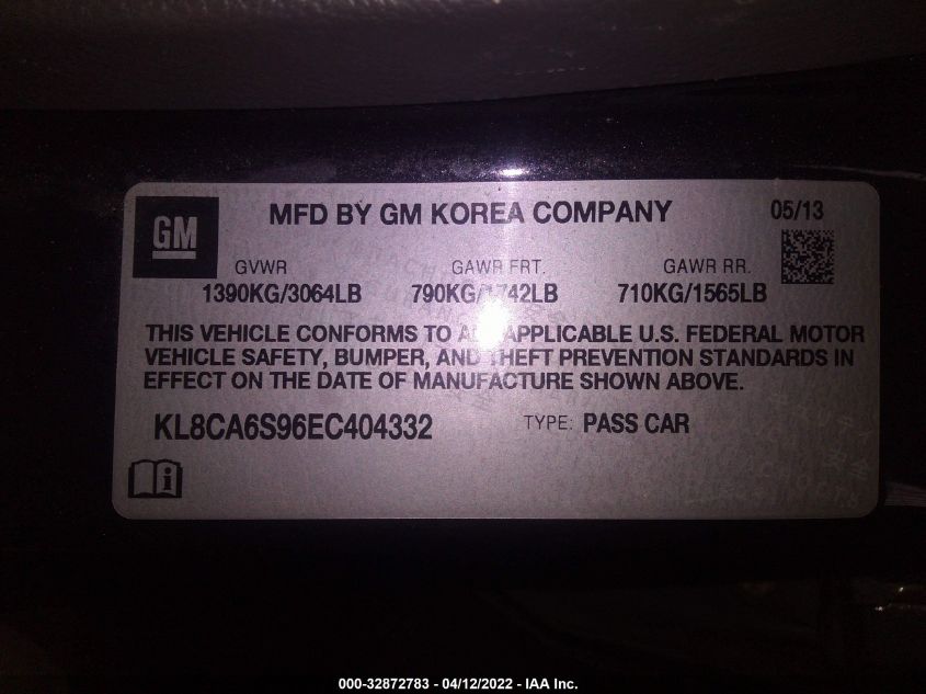 2014 CHEVROLET SPARK LS KL8CA6S96EC404332