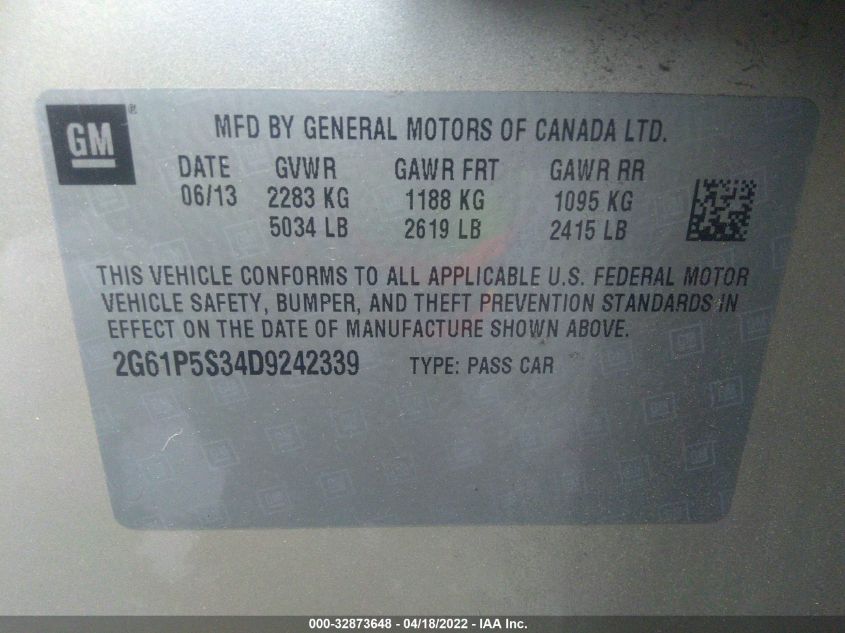 2013 CADILLAC XTS LUXURY 2G61P5S34D9242339