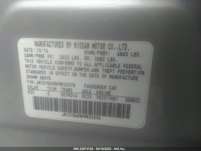 2015 INFINITI Q40 JN1CV6AR8FM523379
