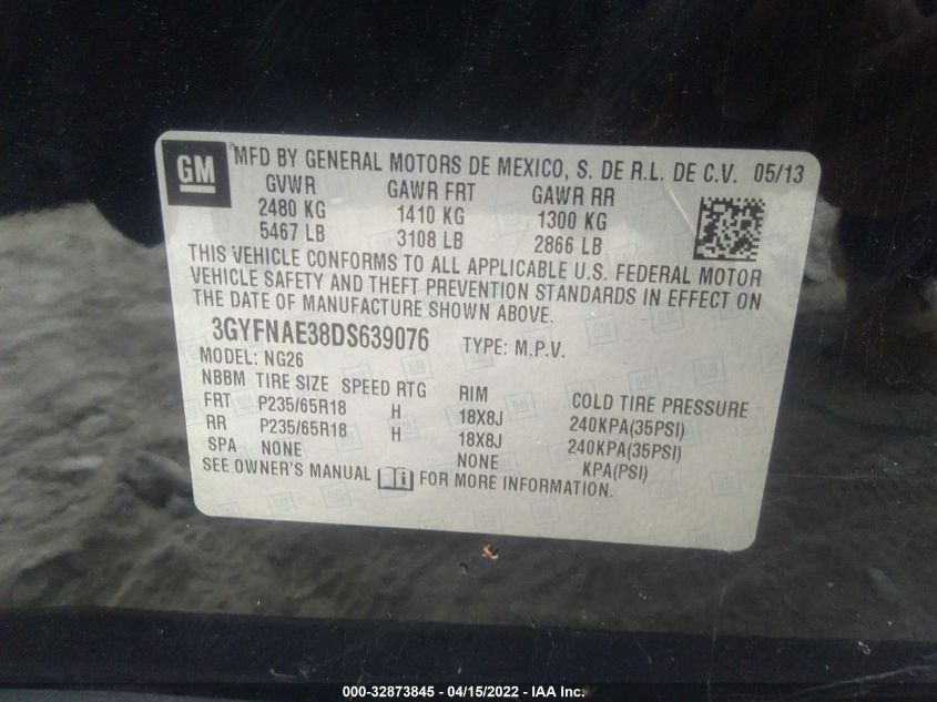 2013 CADILLAC SRX BASE 3GYFNAE38DS639076