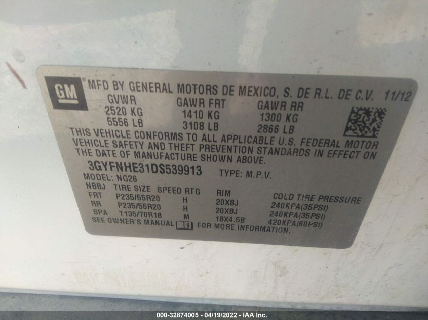 2013 CADILLAC SRX PERFORMANCE COLLECTION 3GYFNHE31DS539913