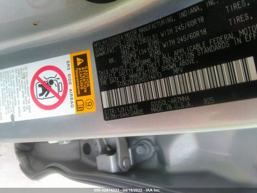 VIN 5TDKZRFH3HS514613 2017 TOYOTA HIGHLANDER XLE/SE