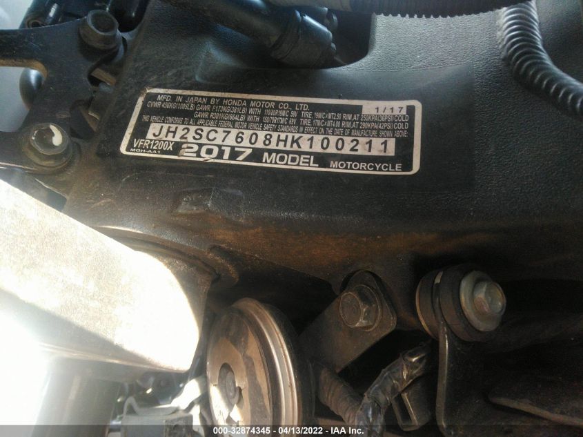 2017 HONDA VFR1200 X - JH2SC7608HK100211