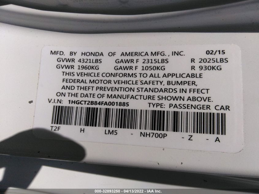 2014 HONDA ACCORD COUPE LX-S 1HGCT1B30EA002240