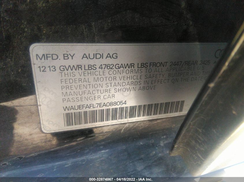2014 AUDI A4 PREMIUM PLUS WAUEFAFL7EA088054