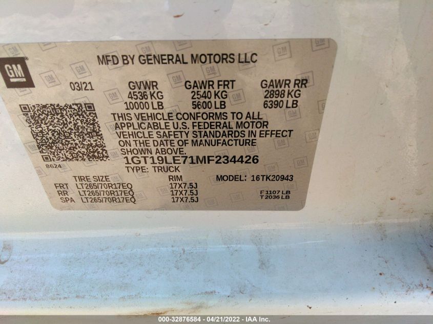2021 GMC SIERRA 2500HD 1GT19LE71MF234426