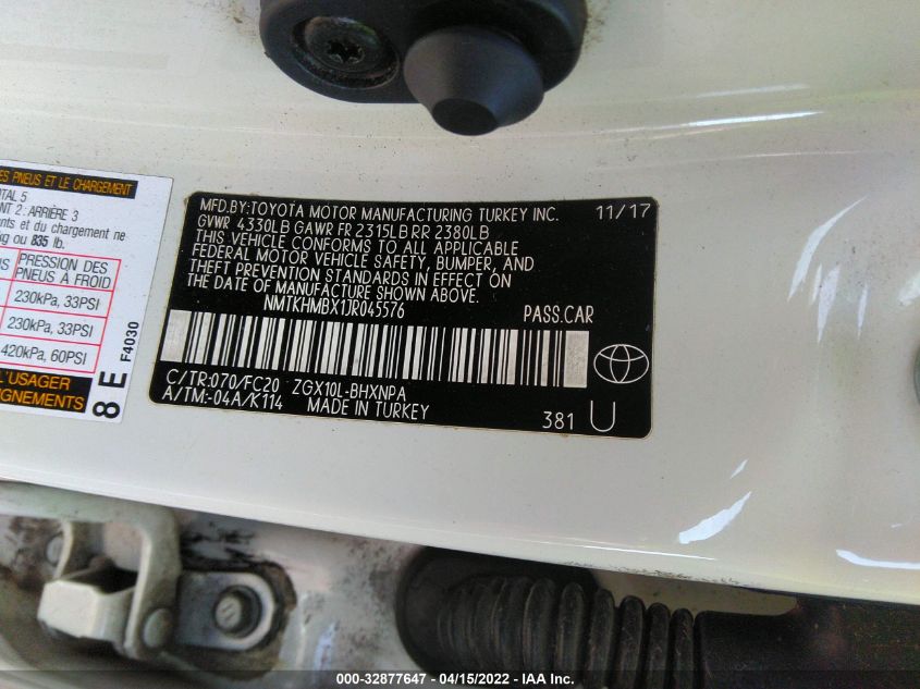 2018 TOYOTA C-HR XLE NMTKHMBX1JR045576