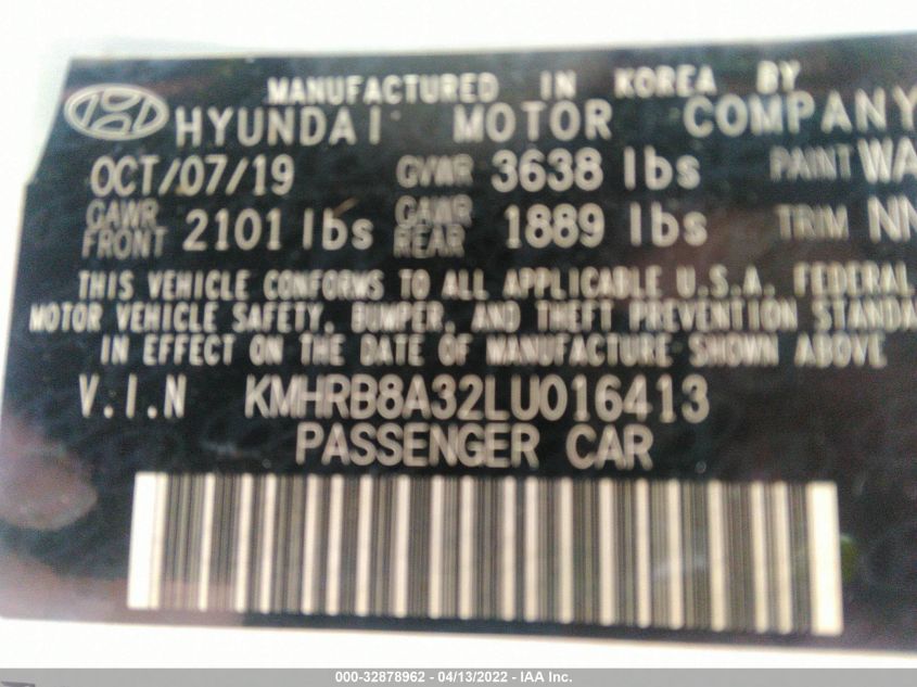 2020 HYUNDAI VENUE SE KMHRB8A32LU016413