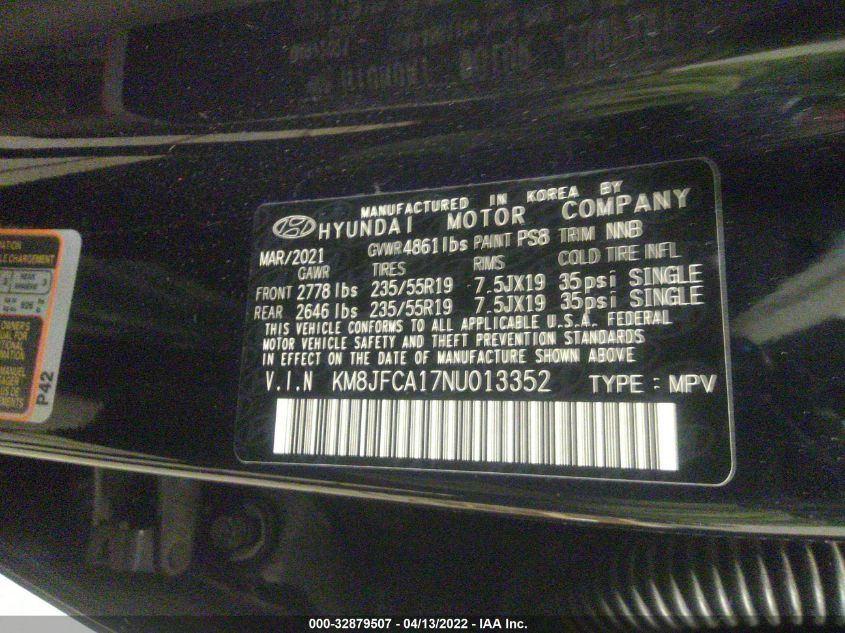 2022 HYUNDAI TUCSON HYBRID SEL CONVENIENCE KM8JFCA17NU013352