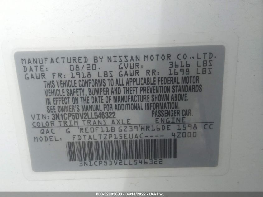 2020 NISSAN KICKS SR 3N1CP5DV2LL546322