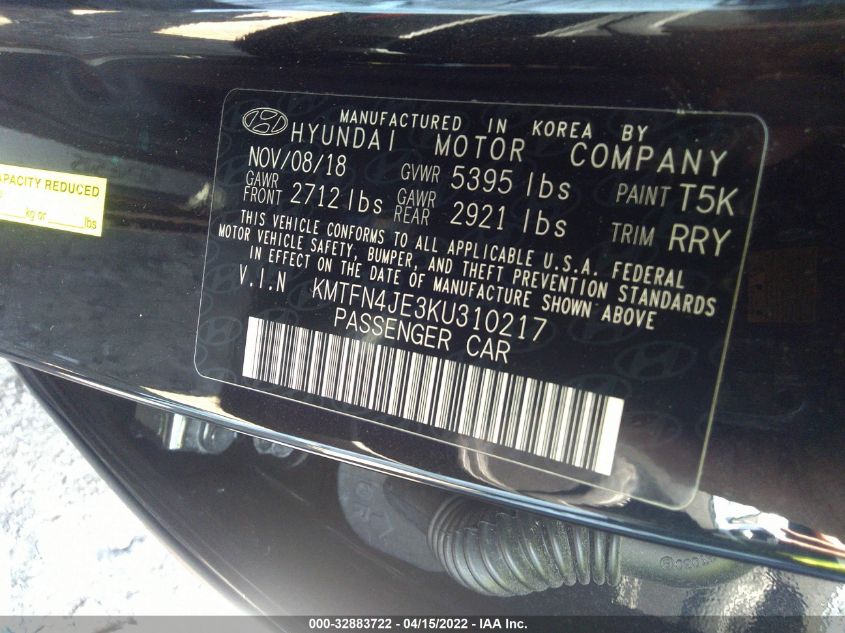2019 GENESIS G80 3.8L KMTFN4JE3KU310217