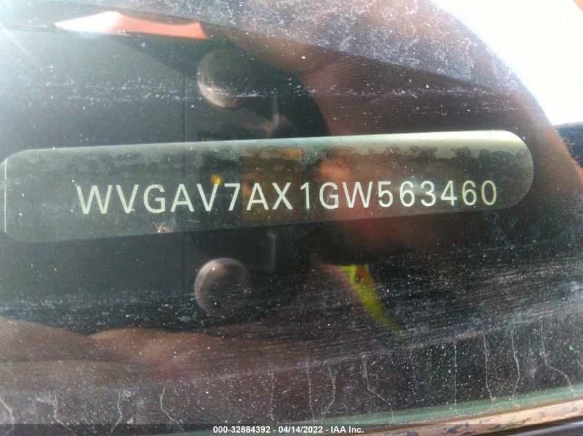 2016 VOLKSWAGEN TIGUAN S WVGAV7AX1GW563460