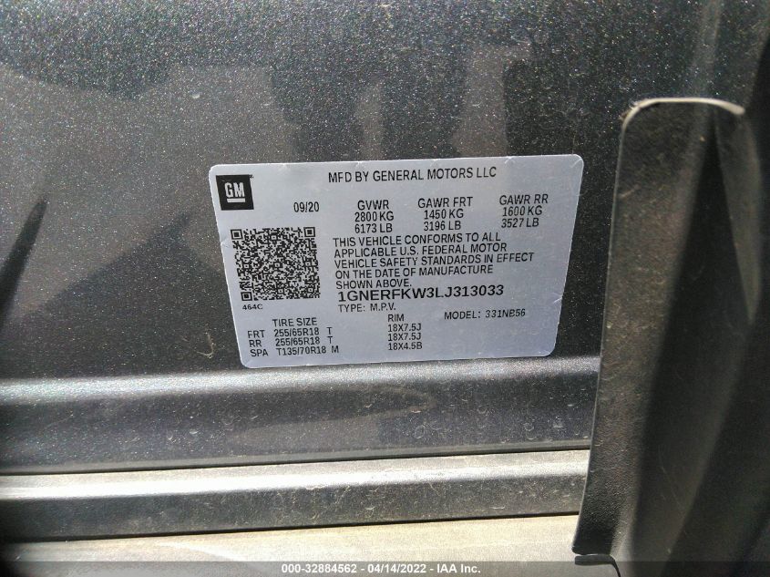 2020 CHEVROLET TRAVERSE LS 1GNERFKW3LJ313033