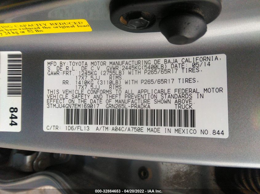 2014 TOYOTA TACOMA PRERUNNER 3TMJU4GN7EM169017