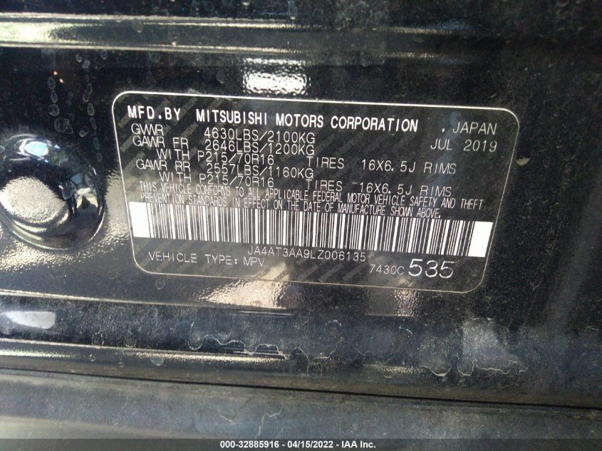 2020 MITSUBISHI ECLIPSE CROSS ES JA4AT3AA9LZ006135