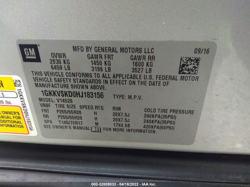 2017 GMC ACADIA LIMITED LIMITED 1GKKVSKD0HJ183156