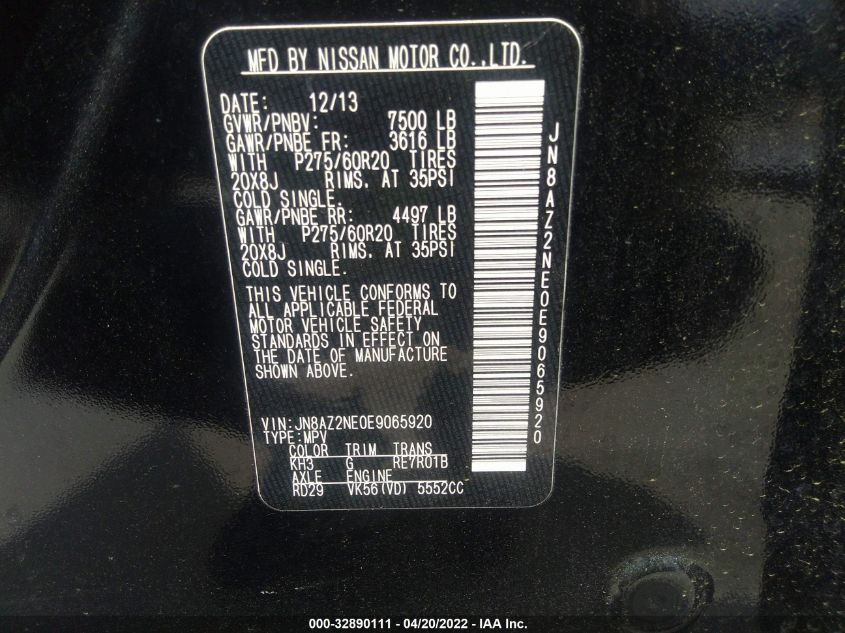 2014 INFINITI QX80 JN8AZ2NE0E9065920