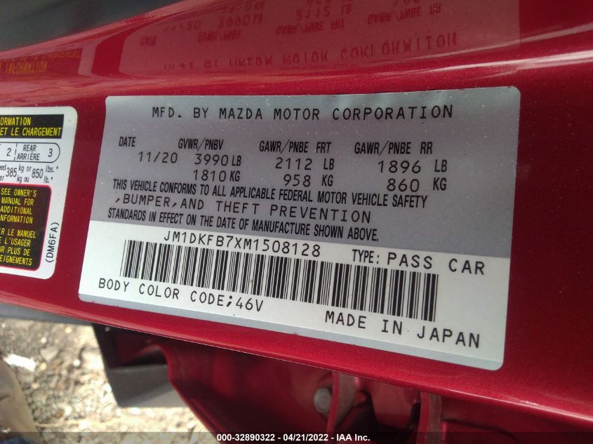 2021 MAZDA CX-3 SPORT JM1DKFB7XM1508128