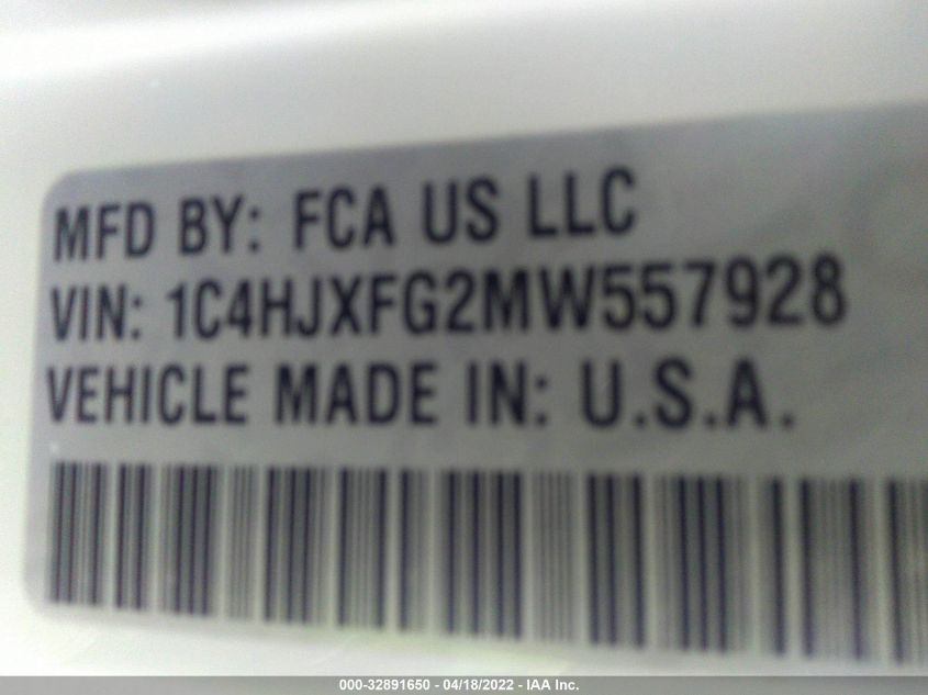 2021 JEEP WRANGLER UNLIMITED RUBICON 1C4HJXFG2MW557928