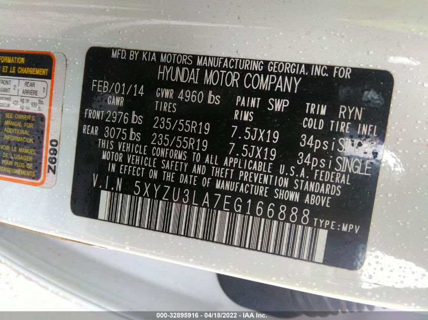 2014 HYUNDAI SANTA FE SPORT 5XYZU3LA7EG166888
