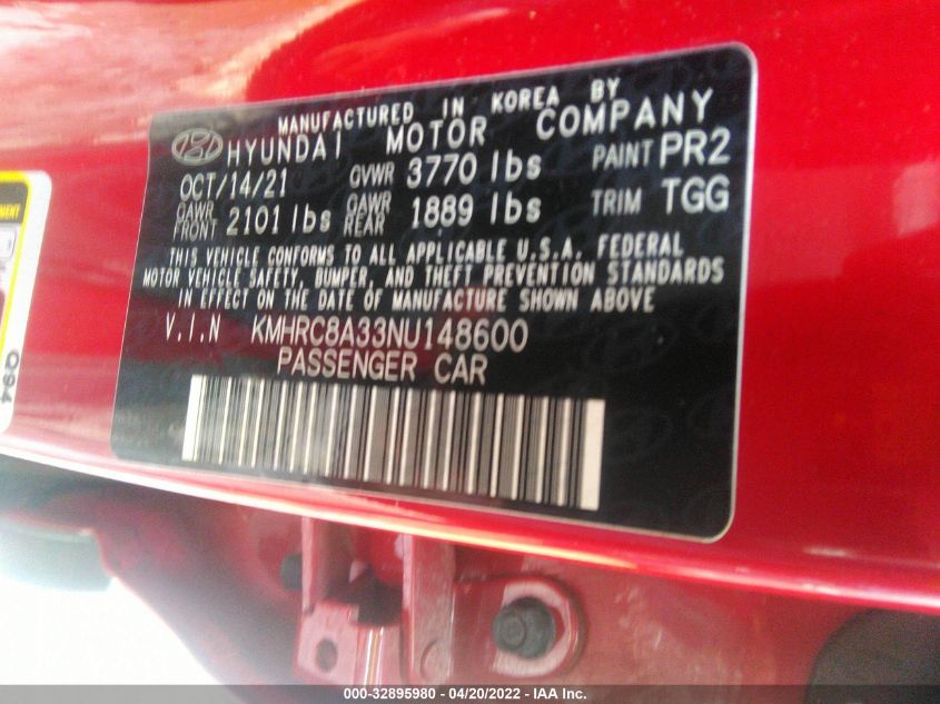 2022 HYUNDAI VENUE SEL KMHRC8A33NU148600