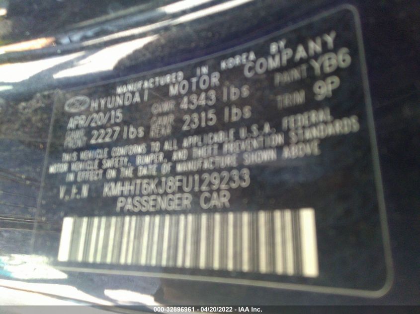 2015 HYUNDAI GENESIS COUPE 3.8L BASE KMHHT6KJ8FU129233