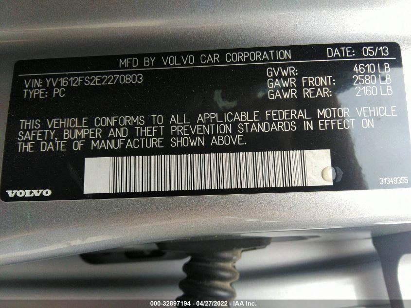 2014 VOLVO S60 T5 YV1612FS2E2270803