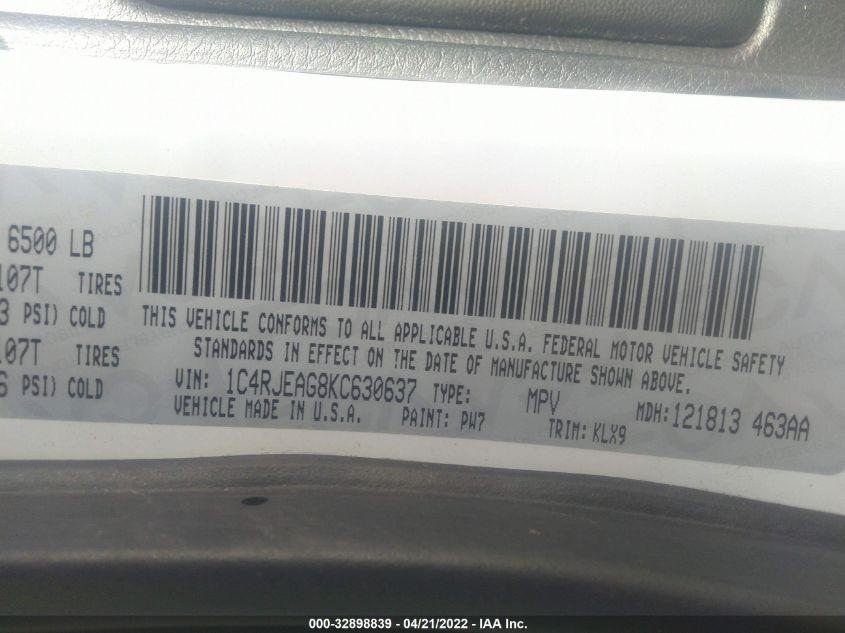 2019 JEEP GRAND CHEROKEE ALTITUDE 1C4RJEAG8KC630637