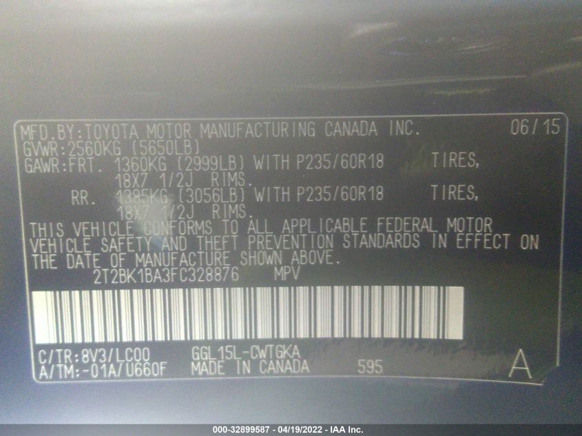 2015 LEXUS RX 350 2T2BK1BA3FC328876