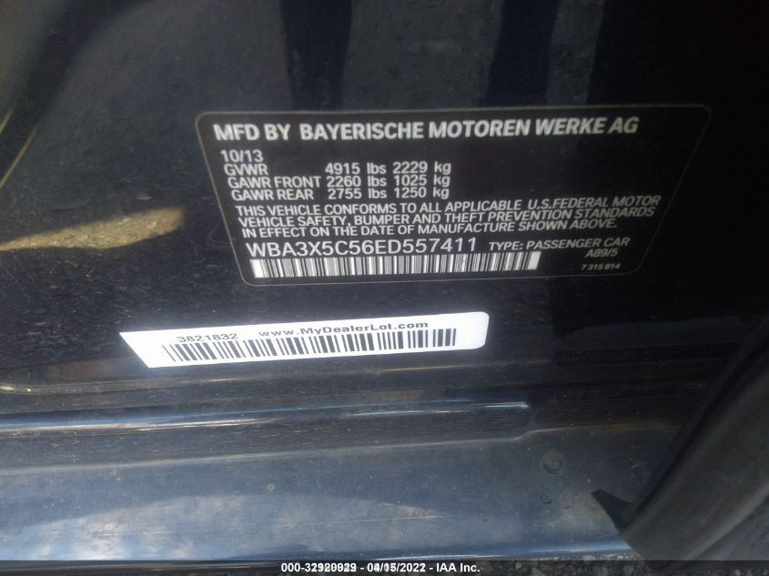 2014 BMW 3 SERIES GRAN TURISMO 328I XDRIVE WBA3X5C56ED557411