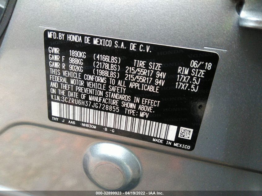 2018 HONDA HR-V LX 3CZRU6H37JG728855