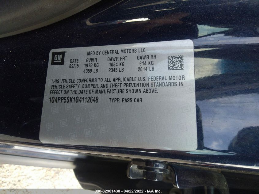 2016 BUICK VERANO 1G4PP5SK1G4112648