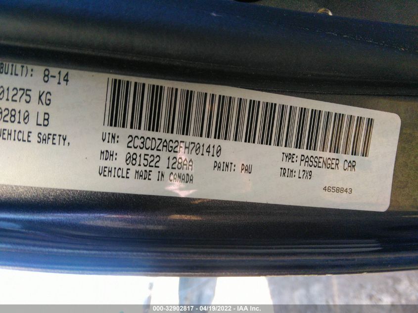 2015 DODGE CHALLENGER SXT 2C3CDZAG2FH701410