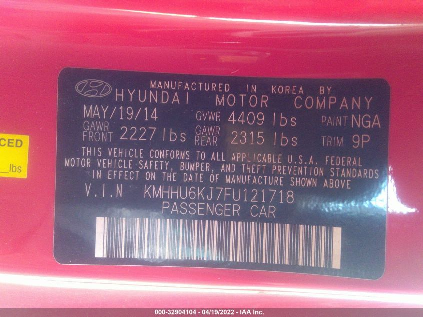 2015 HYUNDAI GENESIS COUPE 3.8L ULTIMATE KMHHU6KJ7FU121718