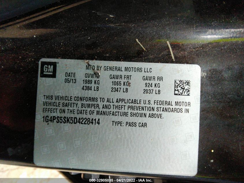 2013 BUICK VERANO LEATHER GROUP 1G4PS5SK5D4228414