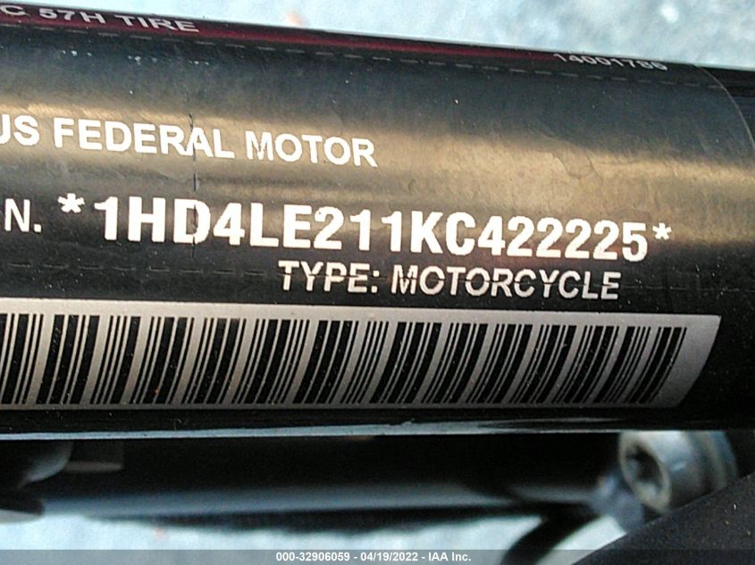 2019 HARLEY-DAVIDSON XL883 N 1HD4LE211KC422225